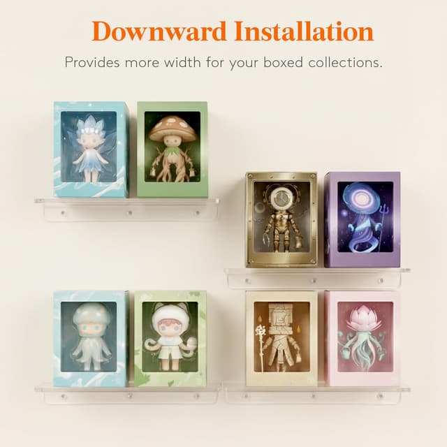 Detalle 2 de Lifewit 14" Clear Acrylic Floating Shelves for Bathroom, Organizer Wall Rack (4-Pack)