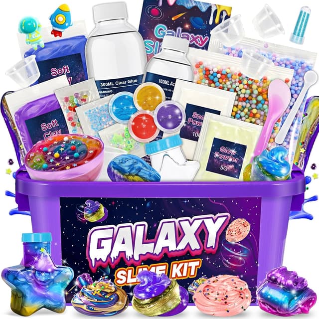Detalle de iKidiki Galaxy Slime Fluffy: kit slime per bambini 6-12 anni con accessori e contenitori