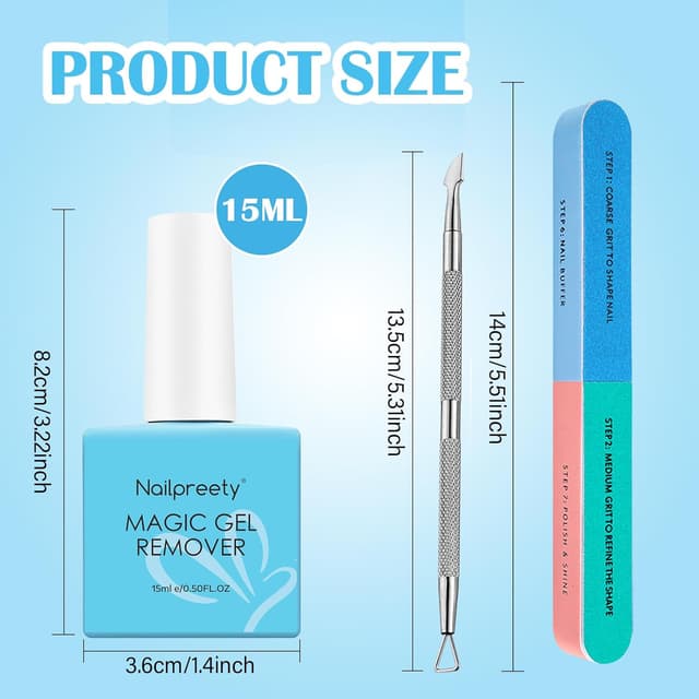 Detalle 2 de 15 ml Gel-Nagellackentferner mit Remover-Set