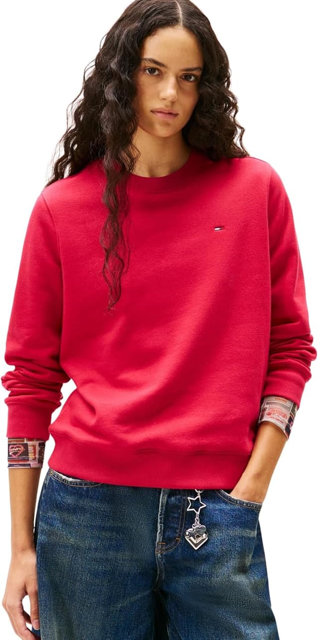 Detalle de Tommy Jeans Women’s Crew Neck Jumper in brushed cotton-blend fleece