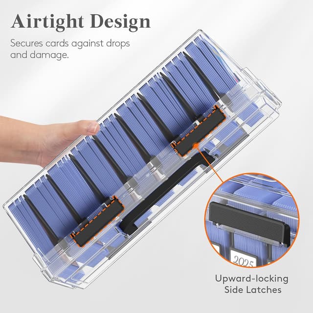 Detalle de Lifewit Trading Card Storage Box (2-Pack) with 8 Adjustable Dividers and Writable Labels