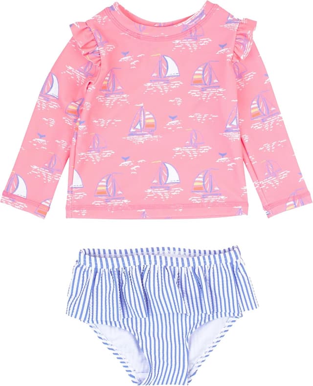 Thumbnail 6 de RuffleButts Modern Skirted Rash Guard Bikini UPF 50+