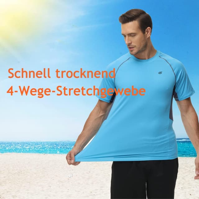 Detalle de Huayuzh Herren UV-Shirt Rashguard (Schwimmshirt, schnelltrocknend, atmungsaktiv)