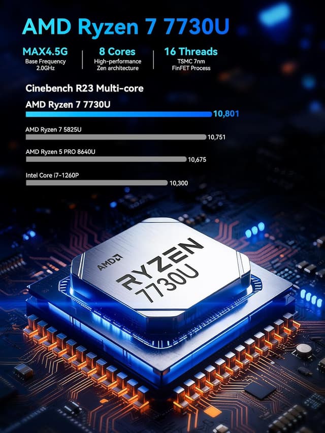 Detalle de GMKtec M5 Ultra Gaming Mini PC Ryzen 7 7730U 16GB