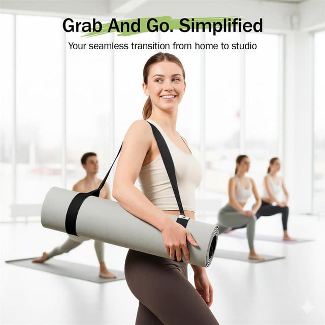 Detalle de Slim Panda adjustable yoga mat carry straps (cotton) – strap sling with loop, yoga mat not included