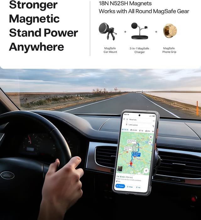 Detalle de TORRAS 360° Ostand Q3 Air case for Samsung Galaxy S26 Ultra – MagSafe magnetic, airbag shockproof protection, rotating stand