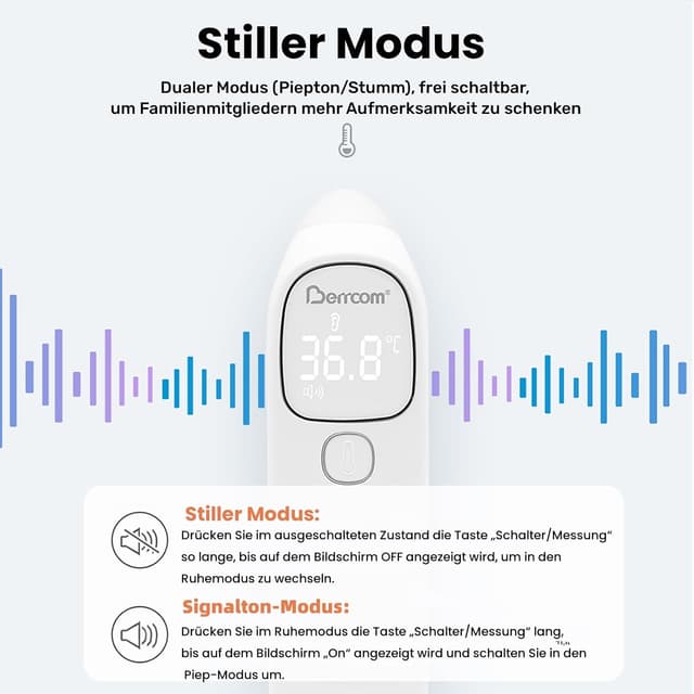 Thumbnail 6 de Berrcom Forehead & Ear Digital Thermometer (Non-Contact Infrared) with Fever Alarm, °C/°F Switch