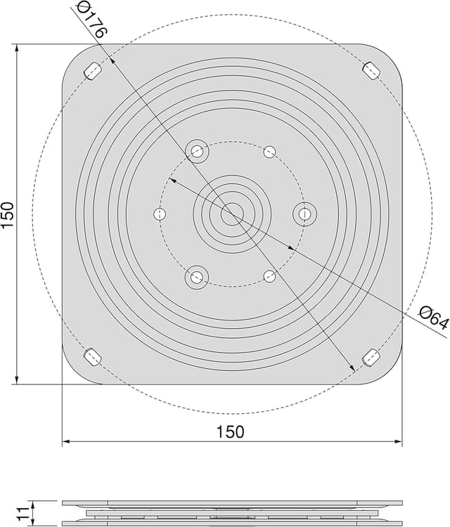 Detalle 2 de Emuca base giratoria 360° acero cincado para TV/monitor 🔄