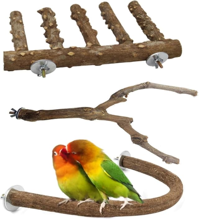 Imagen de Vogelständer 3 Stück Naturholz Sitzstangen Set für Vögel 🐦 en OfertitasTOP