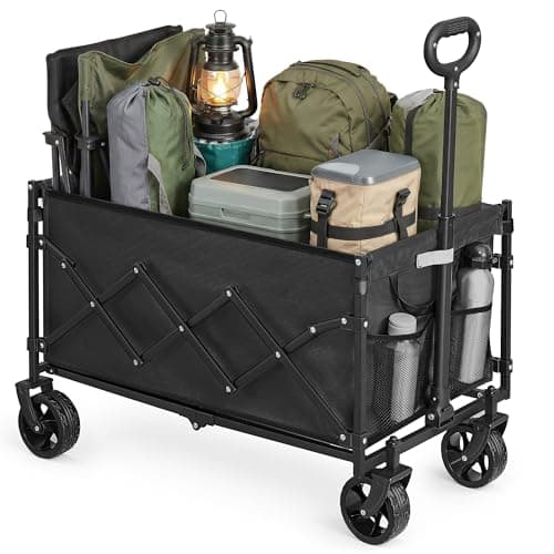 Detalle de SONGMICS GFW150BH01 carro de mano plegable de jardín negro con 4 ruedas reforzadas (hasta 150 kg)