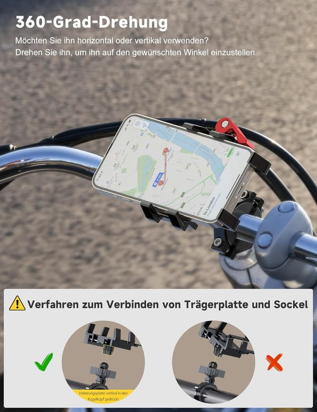 Thumbnail 5 de Tiakia Handyhalterung Fahrrad Aluminium 6 Klauen 360°