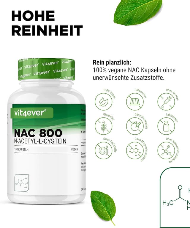 Thumbnail 3 de Vit4ever NAC 800 mg N-Acetyl L-Cystein 240 Kapseln