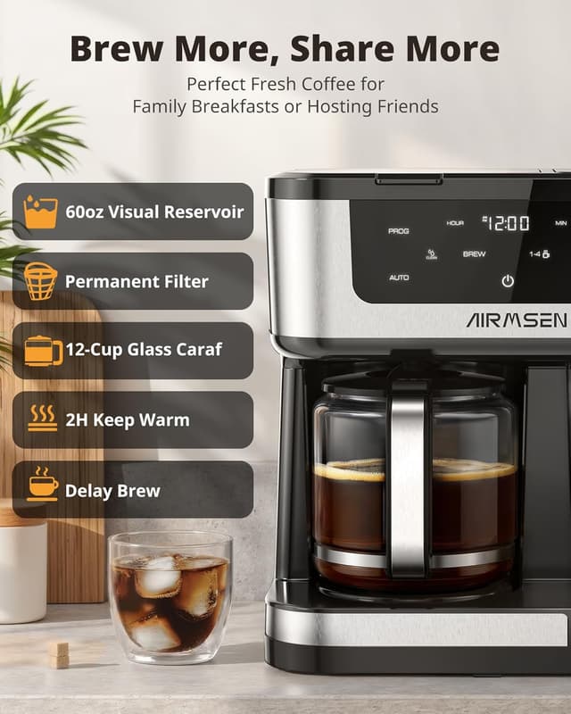 Thumbnail 2 de AIRMSEN 12-Cup Programmable Dual Coffee Maker