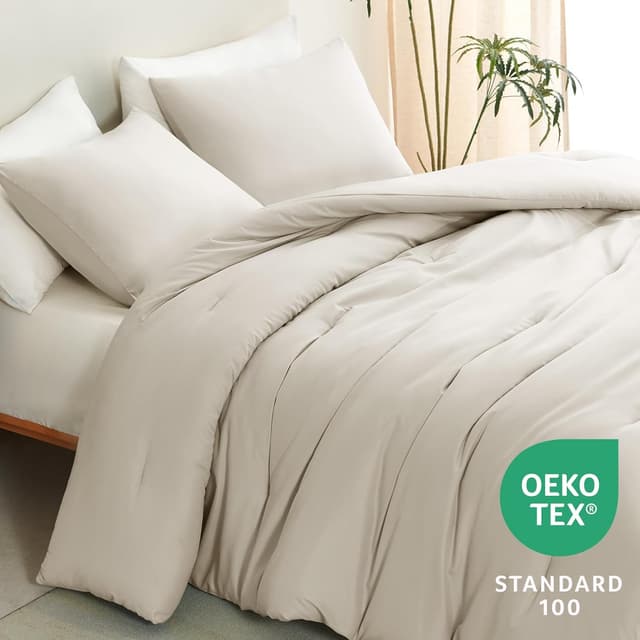 Thumbnail 2 de CozyLux Beige Queen Comforter Set 3-Piece Bedding