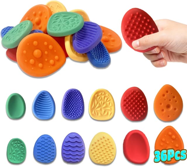 Detalle de 36pcs Color Random Fidget Toys Sensory Stones (Textured Worry Stones) for Kids & Teens