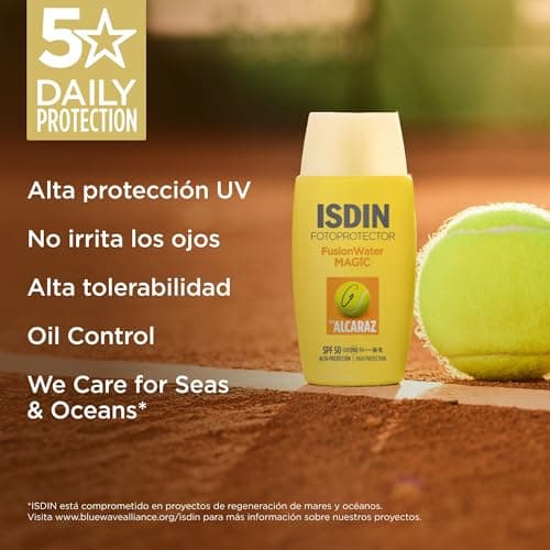 Detalle 2 de ISDIN Fotoprotección Fusion Water MAGIC by Alcaraz, protector solar facial ultraligero con efecto refrescante (50 ml)