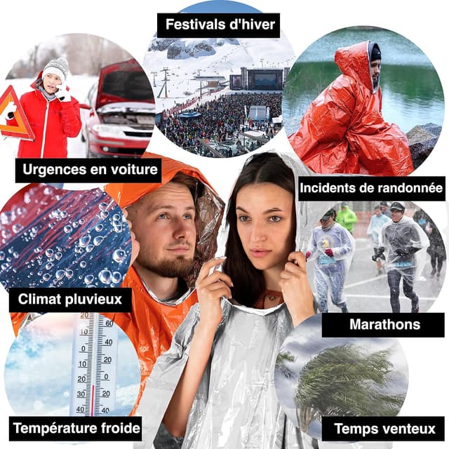 Thumbnail 3 de aZengear Poncho de Survie Lot de 4 100x130 cm