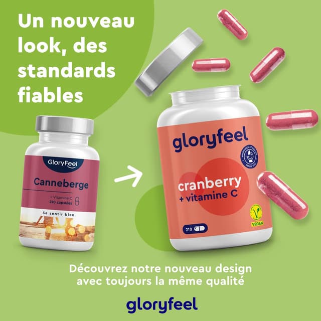 Detalle de Extrait de Cranberry hautement dosé 25:1 avec vitamine C — 210 capsules