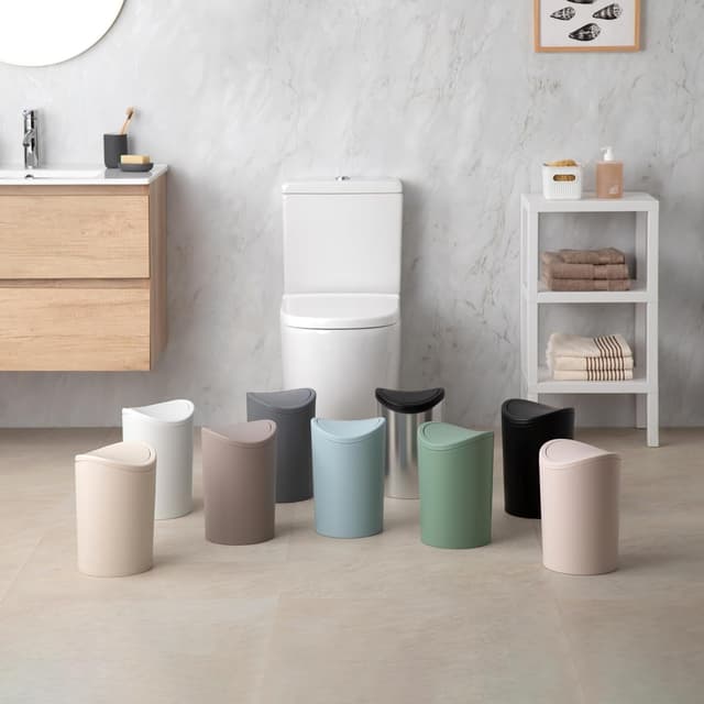 Detalle de TATAY Cestino Bagno 6L con Coperchio Basculante Ecohome (19 x 19 x 28 cm) – Plastica riciclata