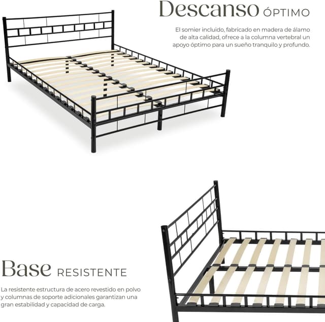 Thumbnail 4 de tectake Cama Matrimonio 140x200 acero