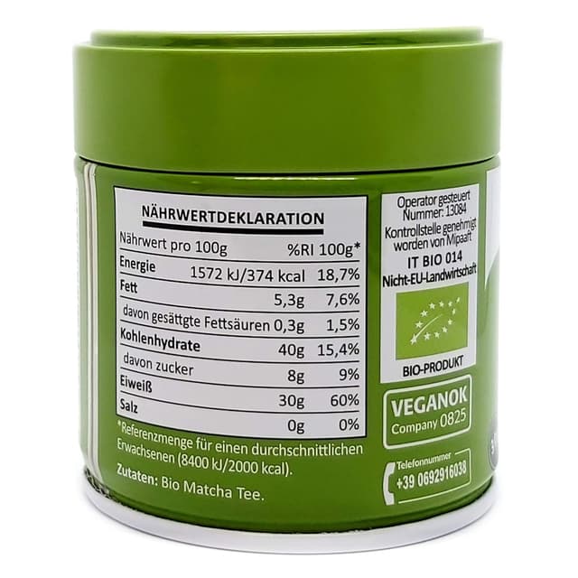 Detalle 2 de NaturaleBio Matcha-Tee-Pulver Ceremonial Grade Original aus Japan (Uji, Kyoto) – Bio Grüntee für Tee, Küche & Latte, 30 g
