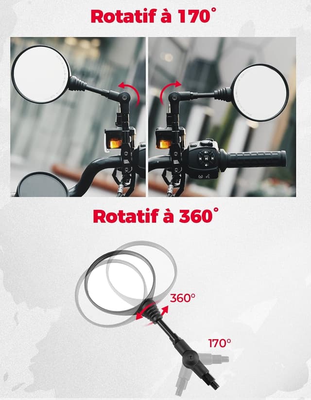 Thumbnail 2 de KEMIMOTO Rétroviseurs universels 5,5 pouces pour moto