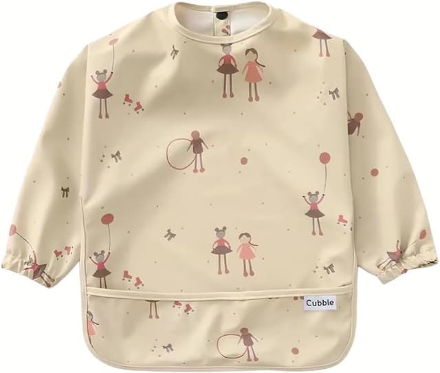 Detalle de Waterproof Coverall Feeding Bib for Baby Weaning (Cubble) – Adjustable, Long-Sleeve Protection