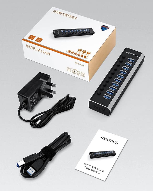 Thumbnail 6 de RSHTECH RSH-A10 10‑port USB 3.0 Hub 36W