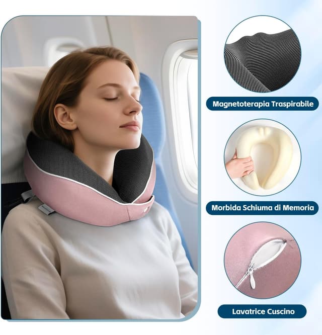 Detalle 2 de Nackenkissen Nourideaux Reise 3-teilig, Rosa