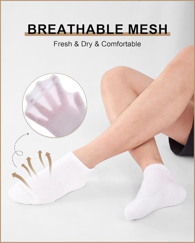 Detalle de Niorasen Men’s Running Socks (6 Pairs) – Cushioned Low Cut Trainer Socks, Breathable Cotton