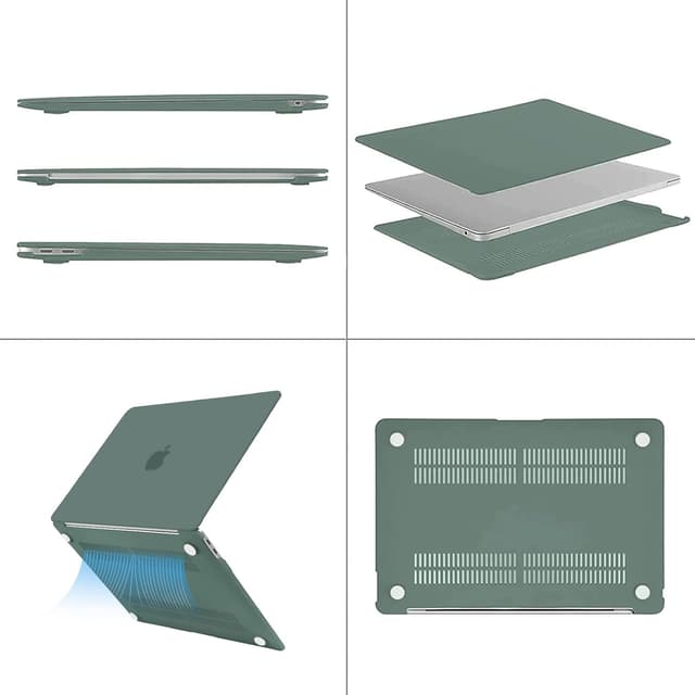 Detalle de MOSISO Compatible MacBook Air 13-inch Case (A2179 / A1932) with Keyboard Cover, Screen Film & Storage Bag, Midnight Green