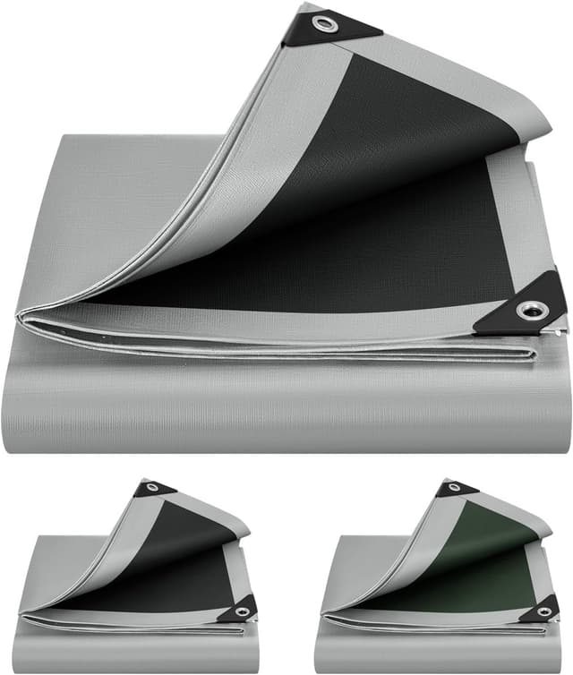 Detalle de WOLTU Telone occhiellato idrorepellente 1,5x2 m in PE 280 g/m² (grigio+nero)