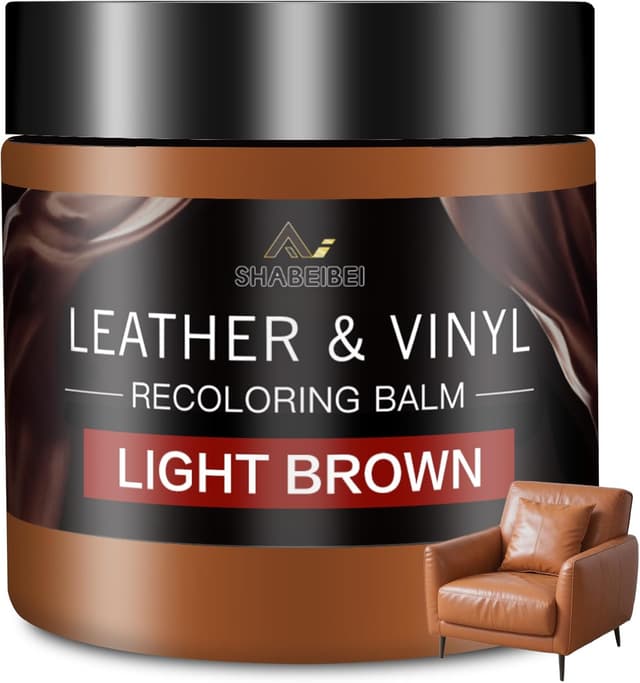 Detalle de SHABEIBEI Leather Recoloring Balm and Scratch Repair Kit (200ml) – Light Brown leather restorer for sofas, furniture & car seats