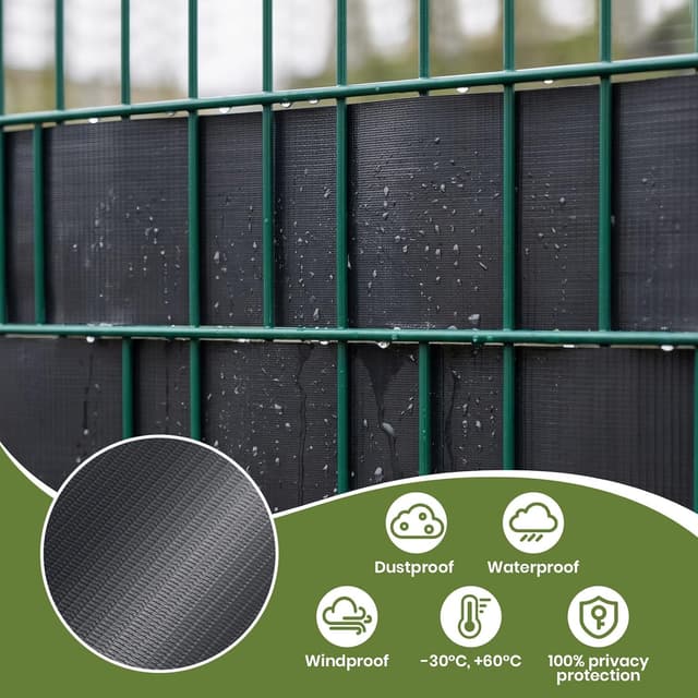 Detalle 2 de Velway Strisce Frangivista in PVC per recinzione a doppio picchetto, 35 m x 19 cm (450 g/m²) con 25 clip