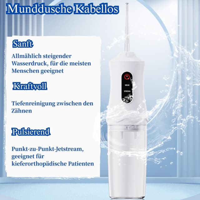 Detalle de Kabellose Munddusche wasserdicht Munddusche Kabellos Wasserdicht mit 4 Düsen und USB-Ladekabel