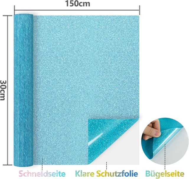 Detalle 2 de NANAPLUMS Glitzer Plotterfolie HTV für Textilien