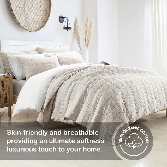 Detalle de 100% Cotton Quilt Twin 2-Piece Set, Beige