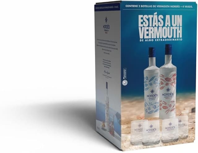 Imagen de Vermut Nordés 1L Rojo y Blanco + 4 Vasos 🍹 en OfertitasTOP