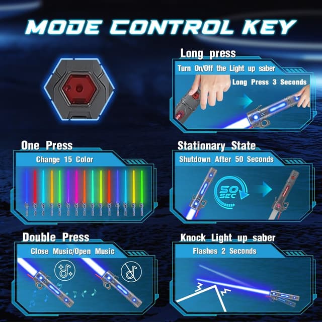 Detalle 1 de Sabres laser rechargeables VATOS 2 pièces
