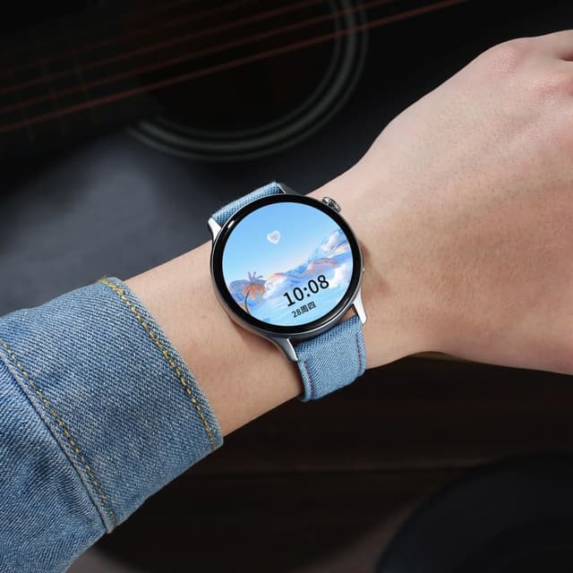 Detalle 2 de Triblanc Denim Canvas Watch Straps (18mm, 20mm, 22mm) with Quick Release – smartwatch style replacement bands