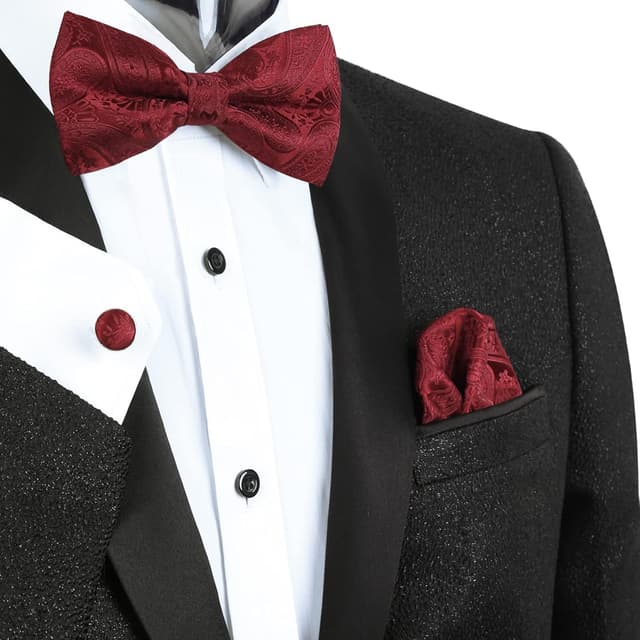 Detalle 2 de Alizeal Mens Paisley Bow Tie Set