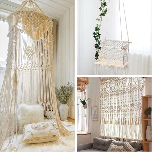 Thumbnail 6 de Cotton Rope 12mm Thick White Macramé Rope 4m