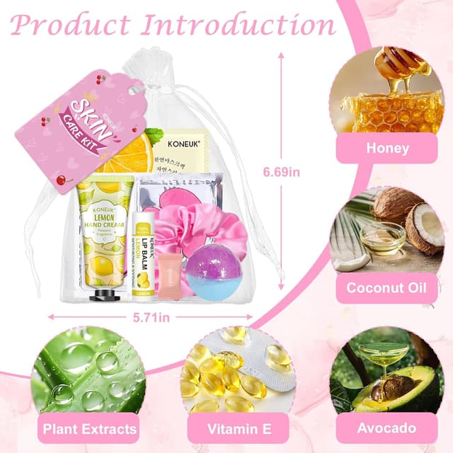 Detalle de KONEUK 120 PCS Spa Party Supplies Kit for Women (Face Masks, Under-Eye Patches, Hand Cream, Foot Bath Bombs & More)