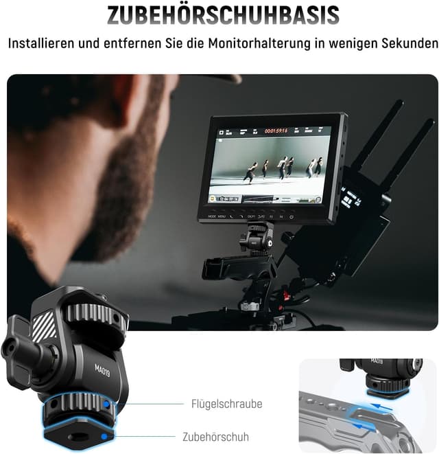 Thumbnail 6 de NEEWER Fieldmonitor-Halterung mit Cold-Shoe-Adapter (360° drehbar, 180° neigbar) für 5"/7" Monitore