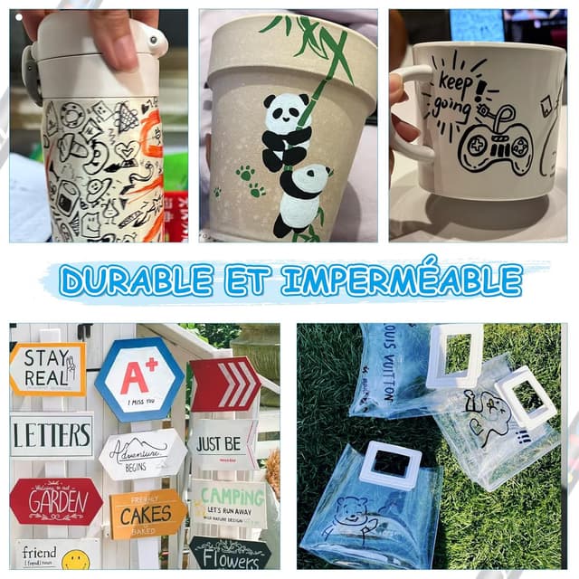 Detalle de VAKKI 12 PCS Negro rotuladores acrílicos 1-6 mm