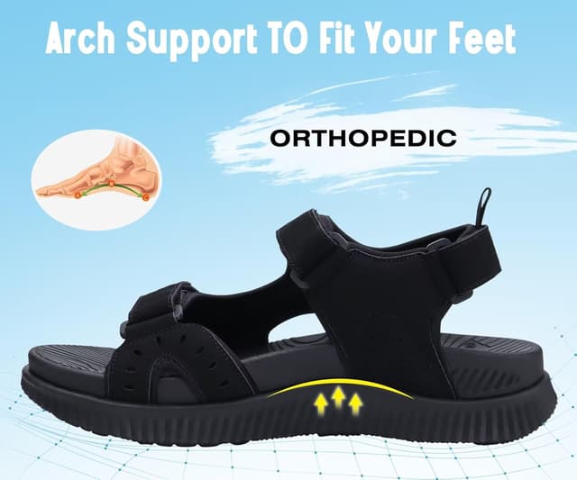 Detalle de KuaiLu Mens Arch Support Sandals for 1.2in heel cup