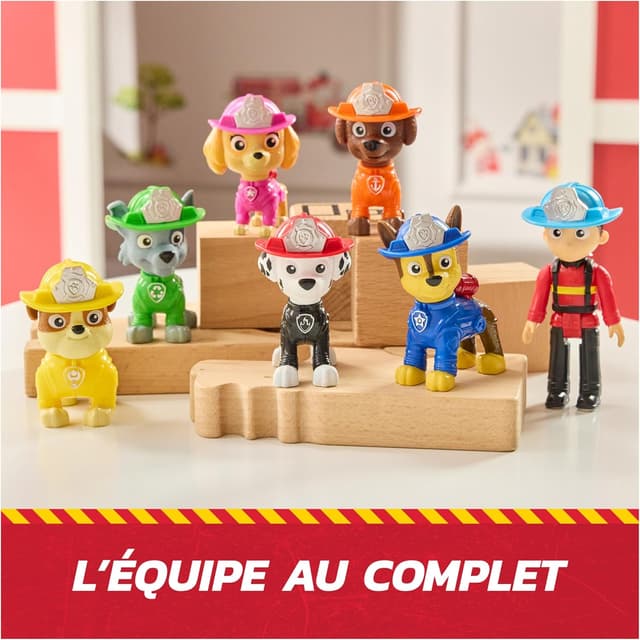 Detalle 2 de Coffret cadeau Paw Patrol Pat Patrouille Fire Rescue Mission : 7 figurines à collectionner (Fire Rescue) avec têtes et membres mobiles