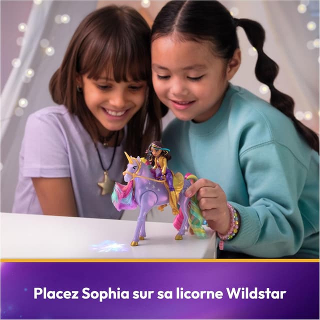 Detalle de Licorne Wildstar avec lumières et poupée Sophia (11,5 cm) – Unicorn Academy, L’École des Licornes