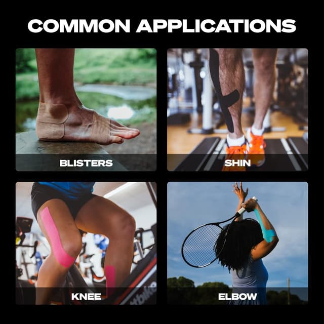 Detalle 2 de SPORTTAPE Original K Kinesiology Tape 5cm x 5m (Black) – Hypoallergenic, waterproof athletic tape for joints & muscle support