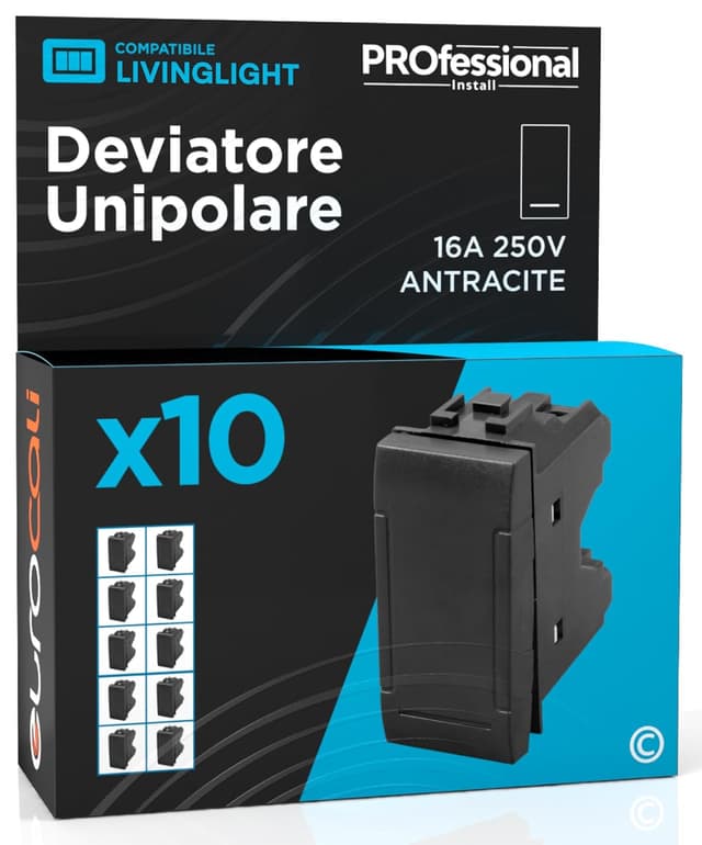 Detalle 2 de Deviatore unipolare 16A 250V antracite